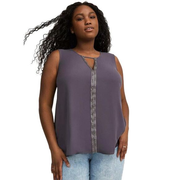 NWT Torrid Georgette Embellished Trim Sleeveless Tank - Size 3X 22-24 - Picture 1 of 8